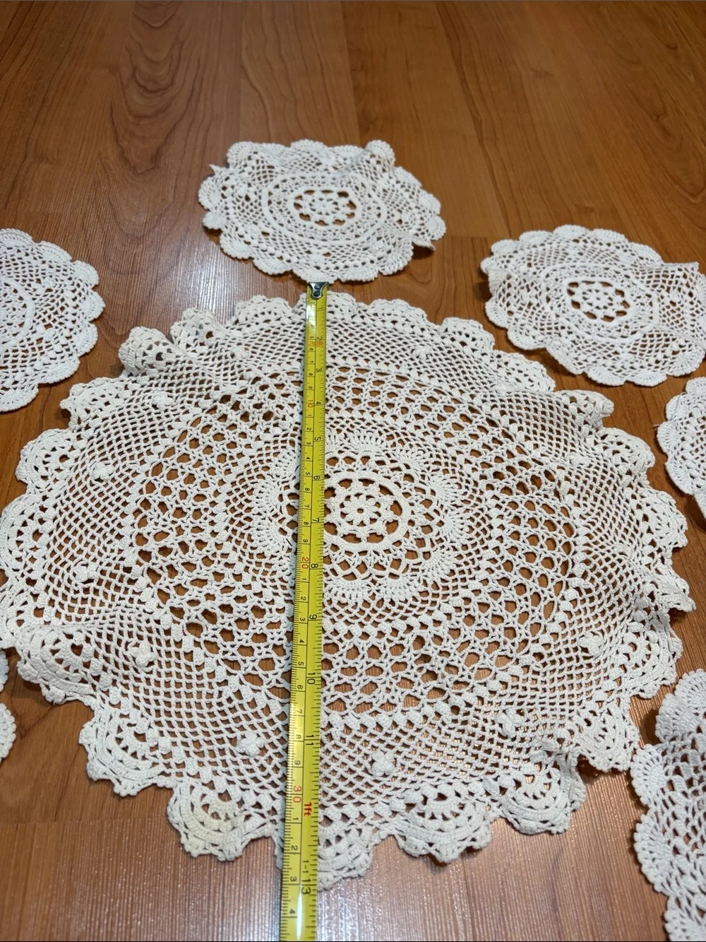 Vintage White Cotton Lace Tea Coaster (9 Pcs) Set